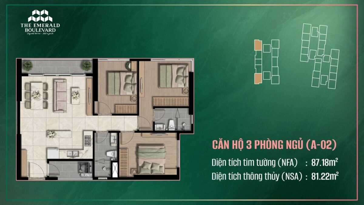 căn hộ 3 phòng ngủ