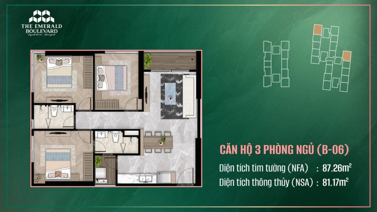 căn hộ 3 phòng ngủ