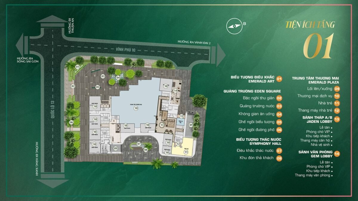 mặt bằng tầng 1 dự án the emerald boulevard