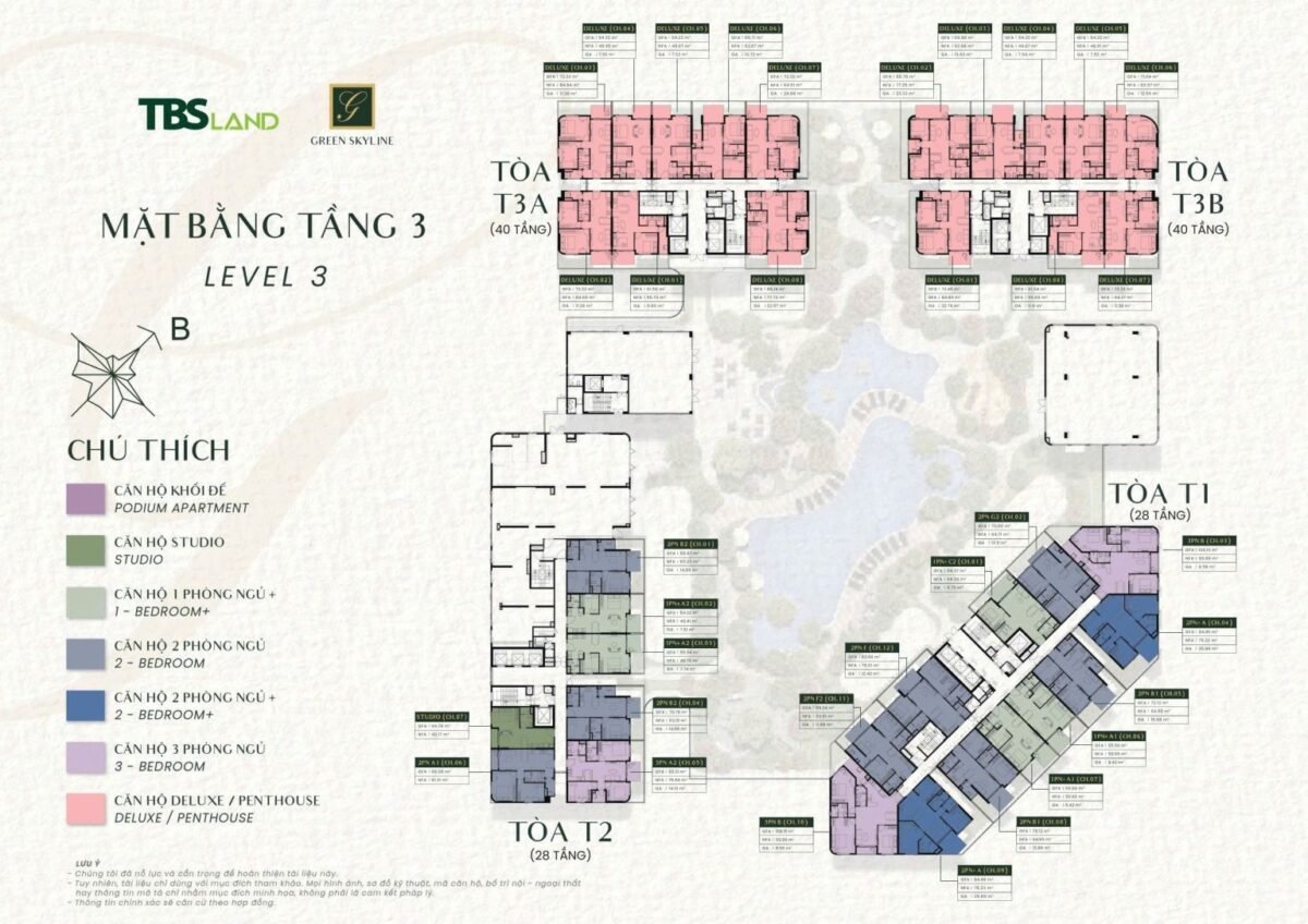 mặt bằng tầng 3 dự án căn hộ green skyline